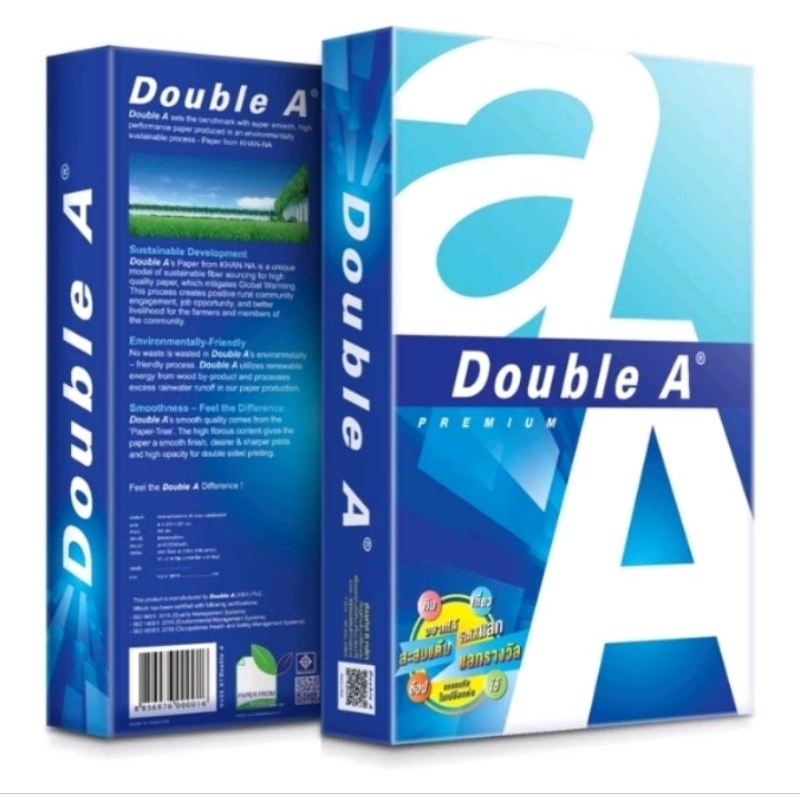กระดาษถ่ายเอกสาร 80แกรม A4 Double A ดับเบิ้ลเอ 1รีม บรรจุ 500แผ่น