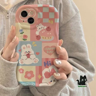 เคสโทรศัพท์ กระต่ายหมี ใช้ได้กับ iPhone 11 14 7 8 12 13 15 Pro Max X Xs Xr Xsmax การป้องกันกล้องกันกระแทกซิลิโคนนุ่ม