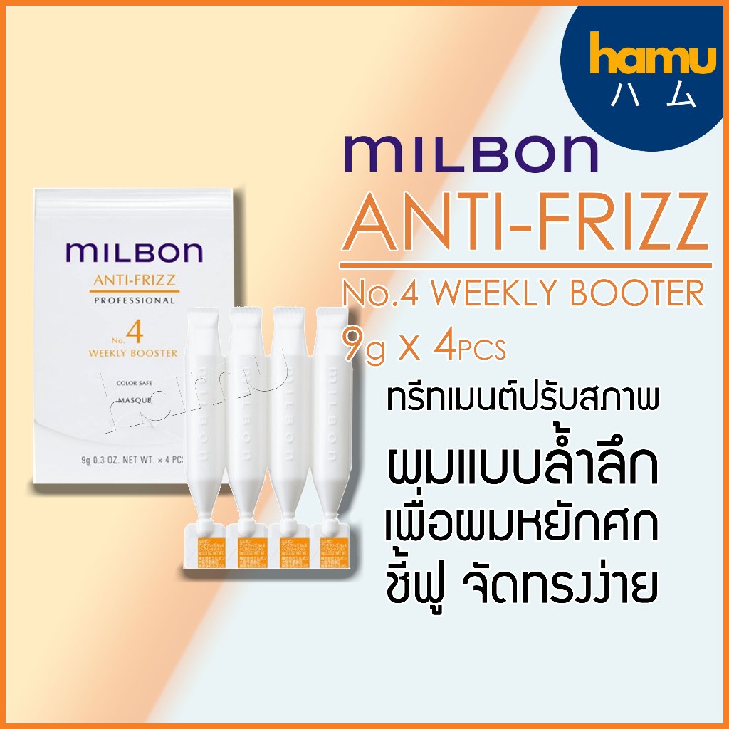 MILBON® No.4 ANTI-FRIZZ Weekly Booster ทรีทเมนต์เพื่อผมหยักศก ชี้ฟู จัดทรงง่าย