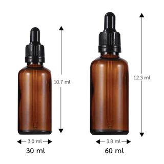 ขวดแก้วหลอดหยดสีชา ขนาด 30 ml และ 60 ml