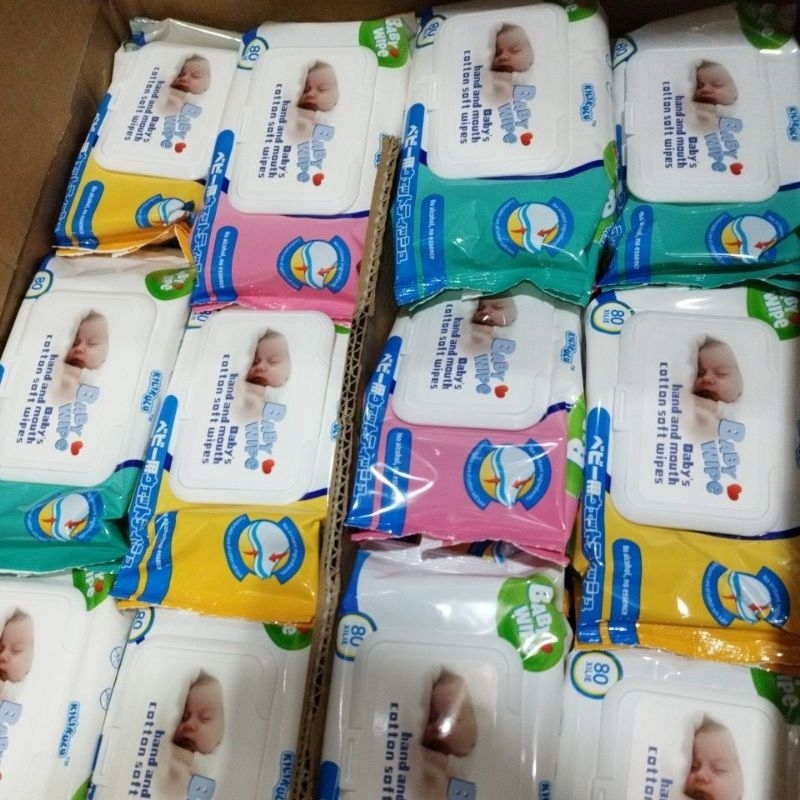 (พร้อมส่ง)ทิชชู่เปียกสำหรับเด็ก1แพ็ค 80แผ่นไม่มีกลิ่นเหมาะสำหรับทารก