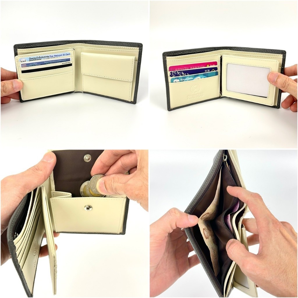 รุ่นใหม่  ❗️ ใบพับสั้น หนังแท้ ผู้ชาย 2 สี สีด้านนอก-เรียกไหลมา , สีด้านใน - กันไหลออก - รูปที่ 7