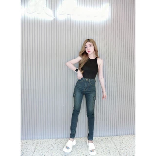 Cc jeans 087 S-5XL กางเกงยีนส์ ยืด ทรงขาเดฟ คาร์โก้ สียีนส์สนิม