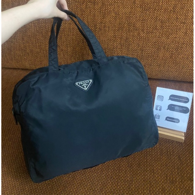 Prada tessuto business bag ของแท้ กระเป๋ามือสอง แบรนด์เนม พราด้า ปราด้า ใส่โน๊ตบุ๊ค คอมพิวเตอร์ เอกสาร