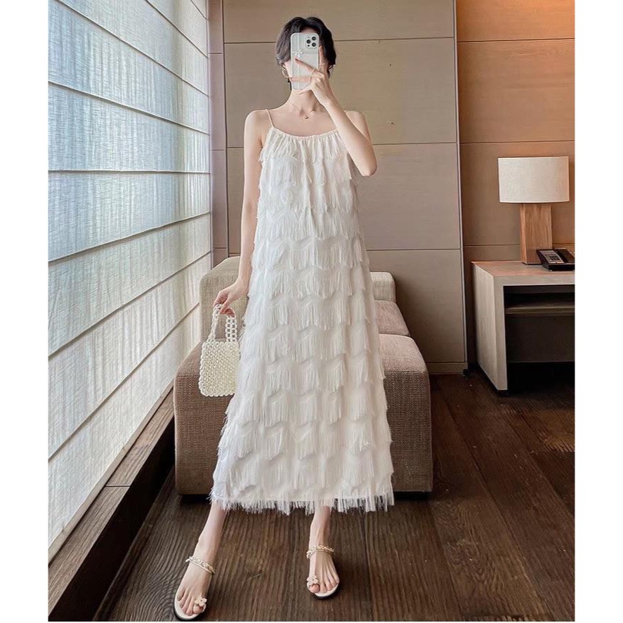 ( ได้ 2 ชิ้น ) ชุดเซ็ต เดรสสายเดี่ยว + เสื้อครอป AA4167 - รูปที่ 4