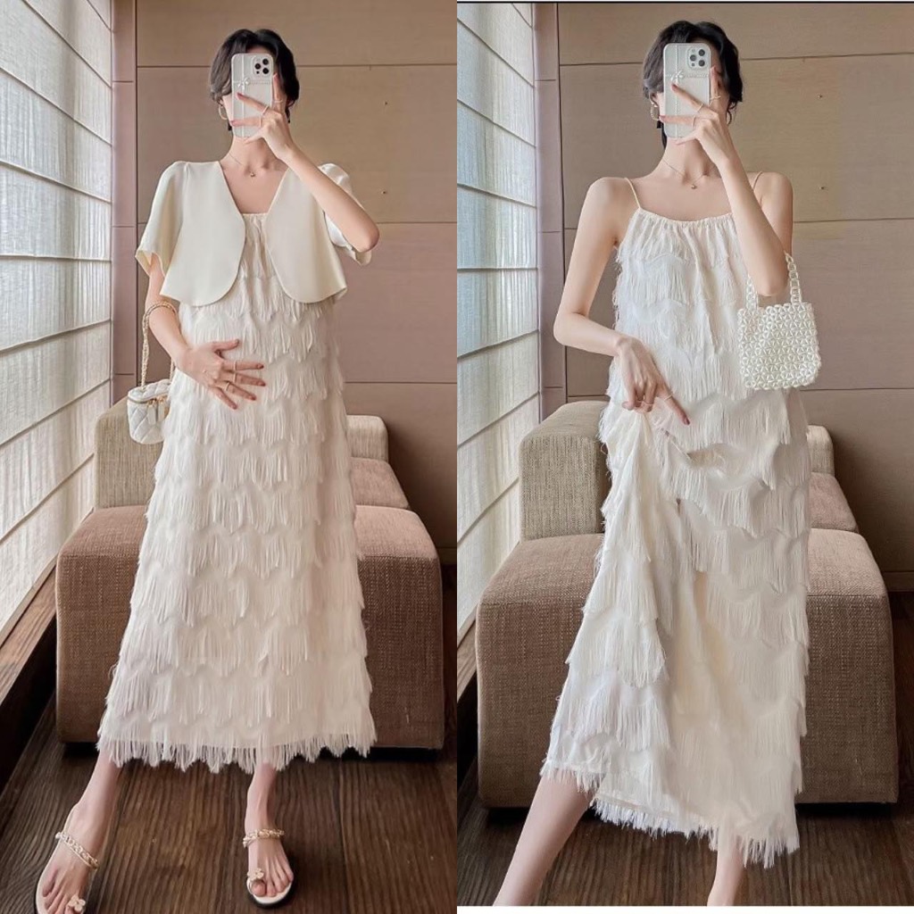 ( ได้ 2 ชิ้น ) ชุดเซ็ต เดรสสายเดี่ยว + เสื้อครอป AA4167