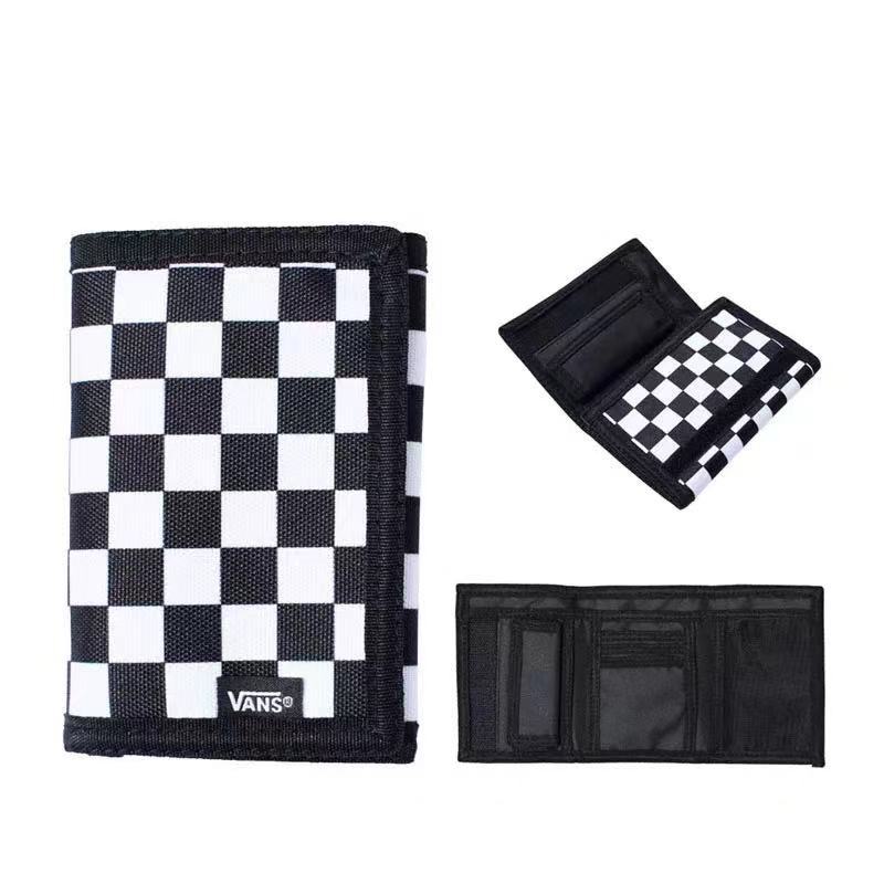 VANS Tide Camouflage Velcro พับผ้าใบกระเป๋าสตางค์ ID Card Holder