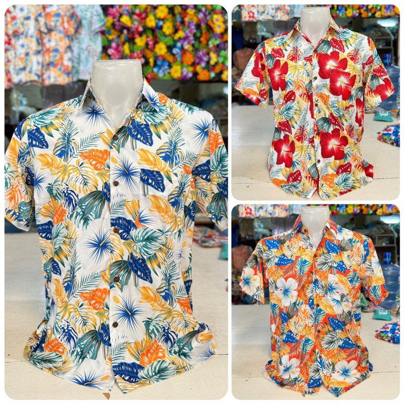 เสื้อลายดอก l7 ไหมอิตาลี สงกรานต์ ใส่สบาย ไม่ร้อน พร้อมส่ง สีไม่ตก ไม่หด unisex