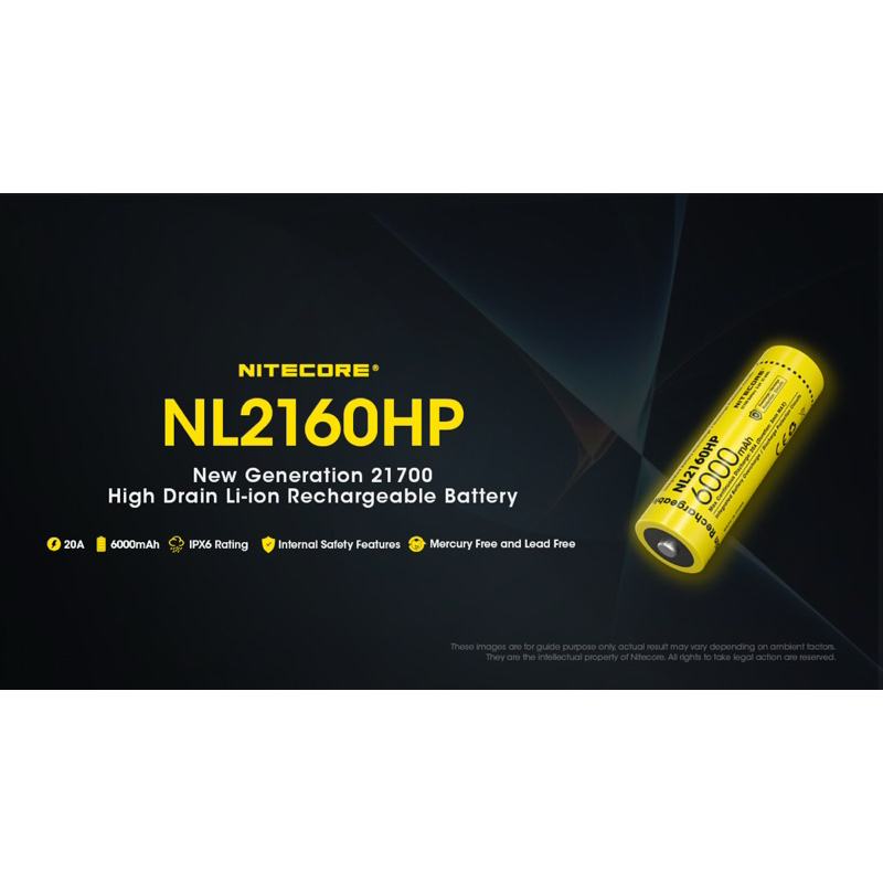 ถ่านชาร์จ Nitecore NL2160HP 6000mAh Rechargeable 21700