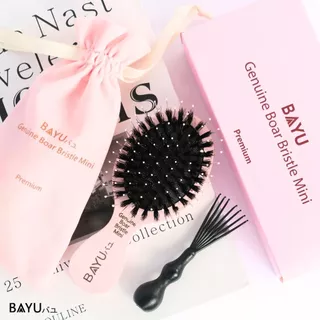 หวีขนหมูป่าแท้!!!! New!!!! BAYU Geniun Boar Bristle Mini Pink น่ารักมาก ขนาดพกพา หวีมินิมอล