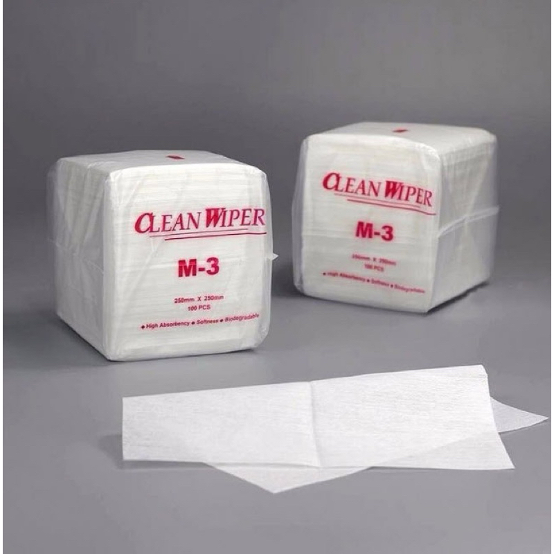 Clean wiper M3 ผ้าเช็ดทำความสะอาด ผ้าเช็ดไร้ฝุ่น ห่อละ 100 แผ่น (พร้อมส่ง)