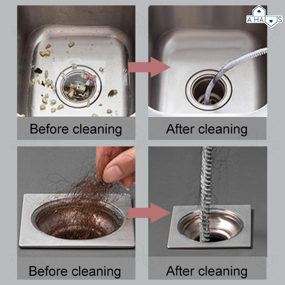 A HAUS แปรงขัด ทะลวงท่อ งูเหล็ก แปรงทำความสะอาดท่อระบาย ด้ามยาว จับถนัดมือ สำหรับล้วงดึงเส้นผมเเละเศษขยะอุดตัน - รูปที่ 2