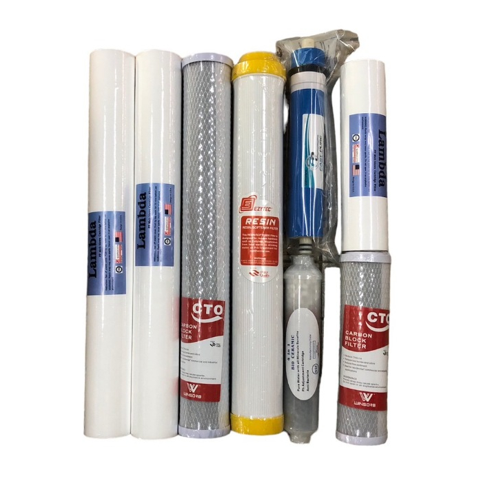 ชุดไส้กรองตู้น้ำ 8 ขั้นตอน (PP20"5M 2 แท่ง + CTO20" + RS20"+ RO150G +น้ำแร่ 10" + PP 10"+ CTO10")