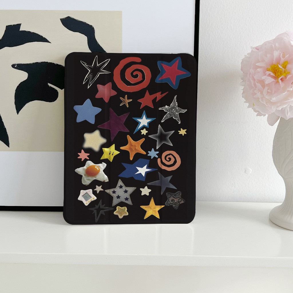 💥24ชั่วโมง💥Black เคสไอแพด Gen11 Air8 Gen12 Color stars เคสiPad Air7 Case iPad ใส่ปากกาได Air6 Gen10