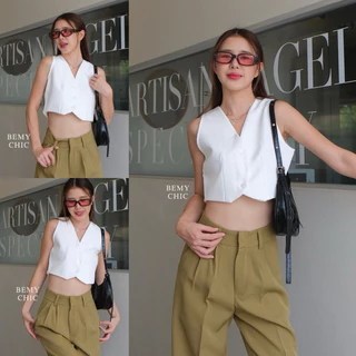 (ไม่ผลิตเพิ่ม) BEMYCHIC เสื้อกั้กครอปสูท เสื้อVest รุ่น Kendall top