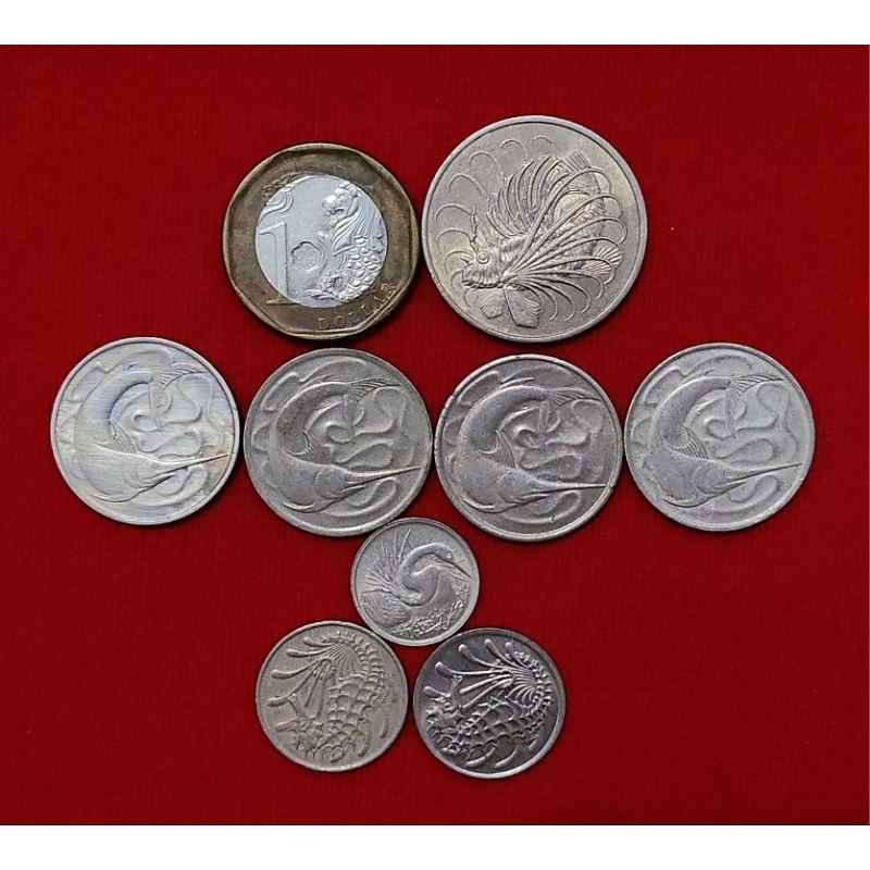 ชุดเหรียญ​ สิงคโปร์ 1 Dollar 50 20 10 5 cent.​คละค.ศ.​ ปีลึกหายาก​ ผ่านใช้รับประกันแท้💯