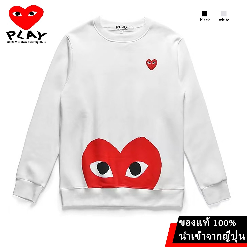 PLAY，Rei Kawakubo，CDG,T-Shirt，COMME des GARCONS，แขนยาวคอกลม，ชายและหญิงรุ่นเดียวกัน，หัวใจสีแดง，เสื้อผ้าฤดูใบไม้ร่วง