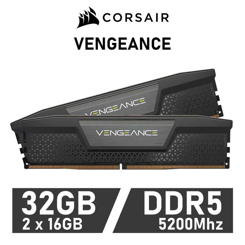 32GB (16GBx2) DDR5 5200MHz RAM (แรมพีซี) CORSAIR VENGEANCE (CMK32GX5M2B5200C40)(CMK32GX5M2B5200C40W)