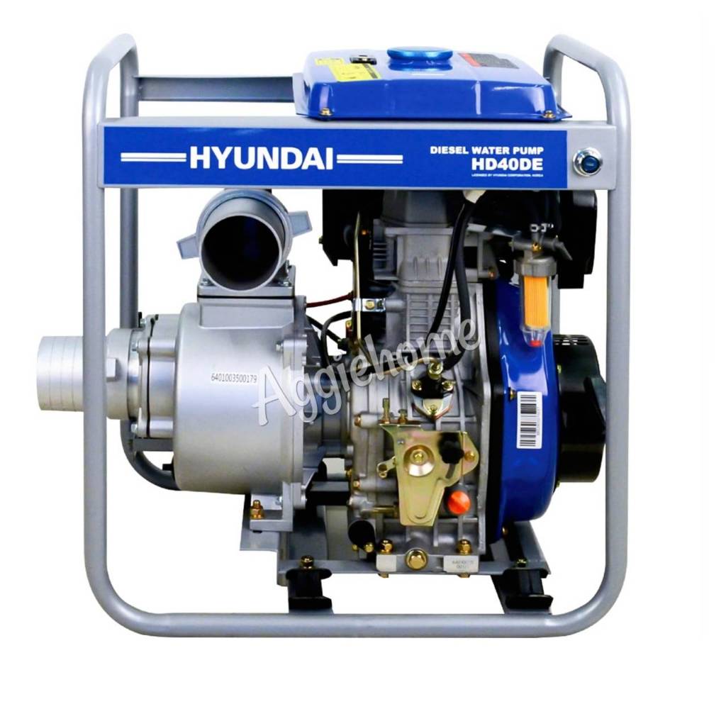 HYUNDAI ปั๊มสูบน้ำ ดีเซล รุ่น HD40DE กำลัง 10HP / ขนาด 4 นิ้ว (กุญแจสตาร์ท/เชือกดึง) เครื่องยนต์ 4 จังหวะ ปั๊มน้ำ