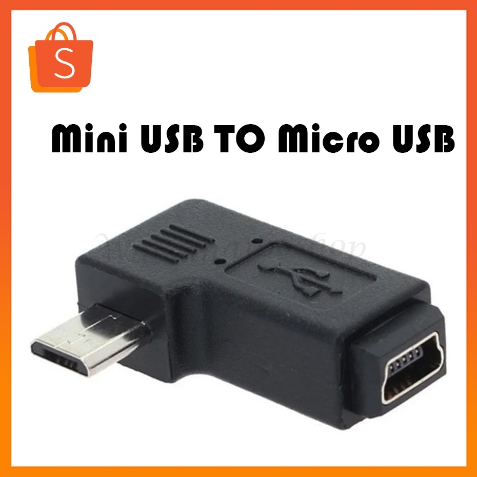 90 องศา Mini USB หญิงกับอะแดปเตอร์ Micro USB ชาย