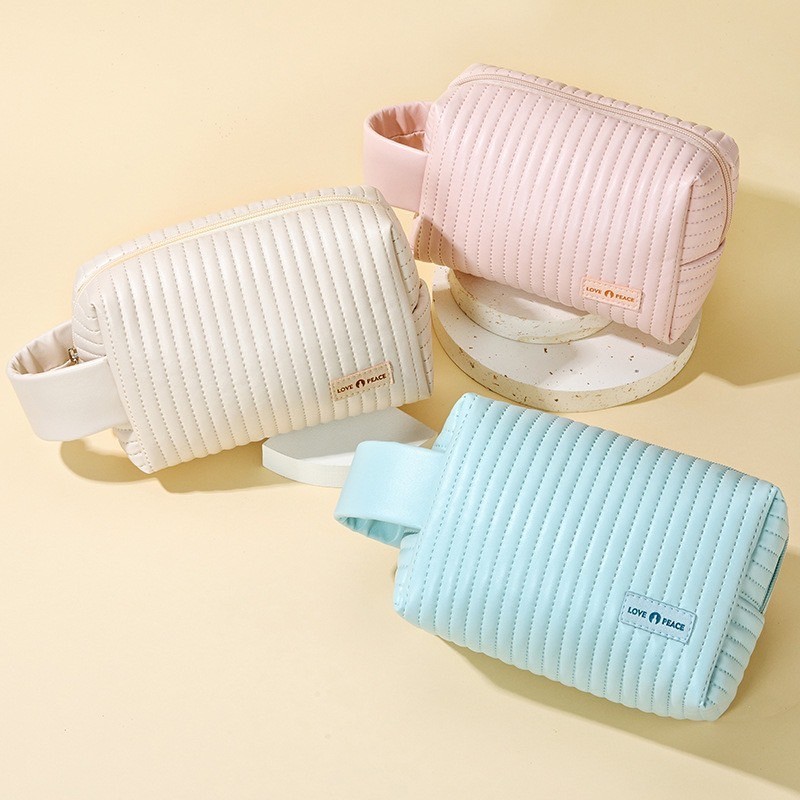 ShopAt.Two[BG6748] กระเป๋าเครื่องสําอาง หนังpu กันน้ำ กระเป๋าอเนกประสงค์ แบบพกพา