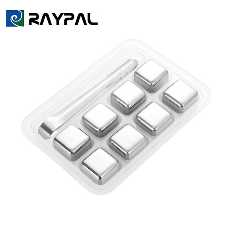 RAYPAL ก้อนน้ำแข็งสแตนเลส ไม่มีวันละลาย 8ชิ้น ก้อนน้ำแข็งเทียม น้ำแข็งเหล็ก น้ำแข็งสแตนเลส