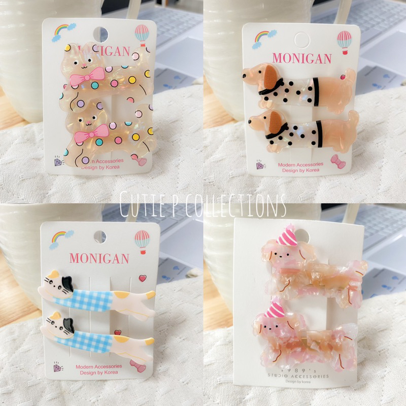 🐶🐱23ลายใหม่ 🌈✅ กิ๊บติดผมลายหมา และกิ๊บติดผมลายแมว งานสวยคุณภาพดี ราคาต่อ1คู่/2ชิ้น