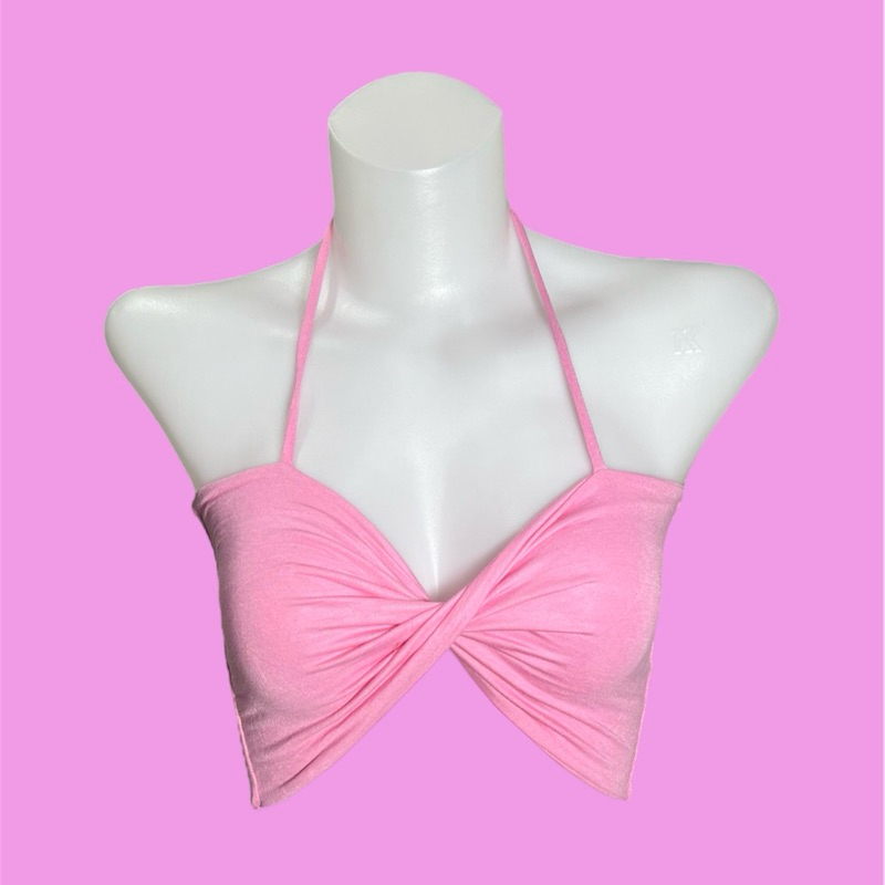 MML159🍂เกาะอกบิดหน้า🍂สายผูกคอ🍂Rayon