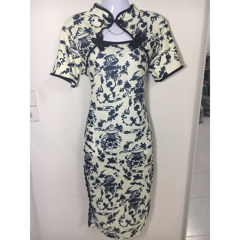 ชุดเดรสคอจีน(มือ1)ไซส์S M LXL