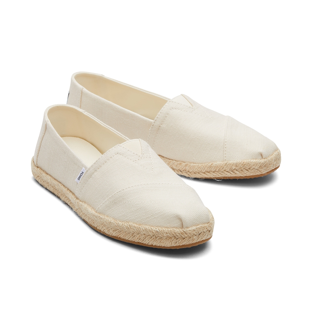 TOMS รองเท้าลำลองผู้หญิง สลิปออน รุ่น Alpargata Rope Natural Recycled Cotton Slubby Woven (CC) รองเท้าลิขสิทธิ์แท้
