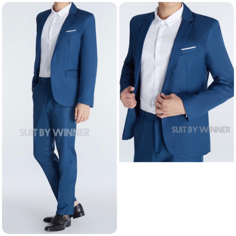 ✅พร้อมส่ง✅ชุดสูทสีน้ำเงินฟ้า (เสื้อสูท + กางเกง แยกขาย) งานไทยพร้อมส่ง