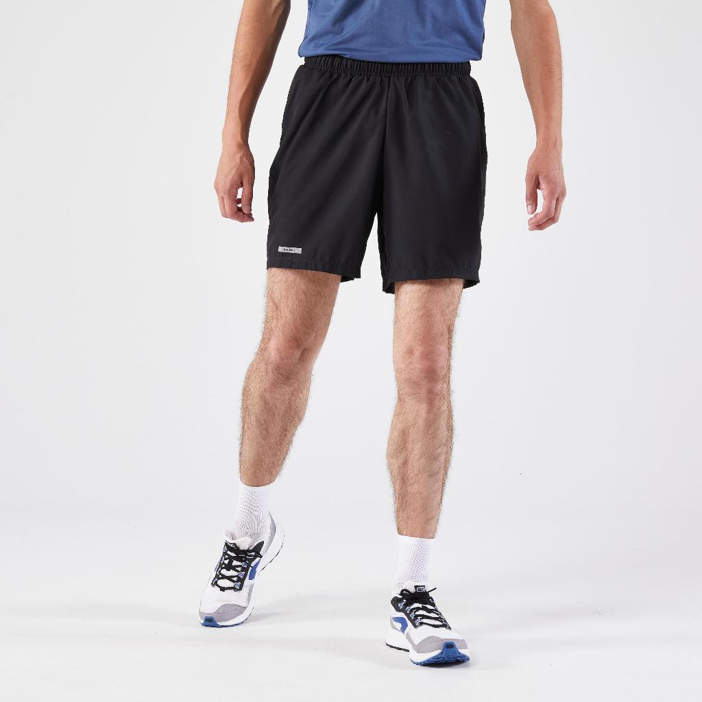 กางเกงวิ่ง ขาสั้น ผู้ชาย Men's Running Shorts Kiprun Run 100 Black Blue Grey KALENJI