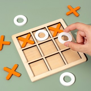 กระดานไม้ XO ของเล่นไม้ แผ่นกระดาน XO เกมฝึกสมอง XO ของเล่นสำหรับครอบครัว