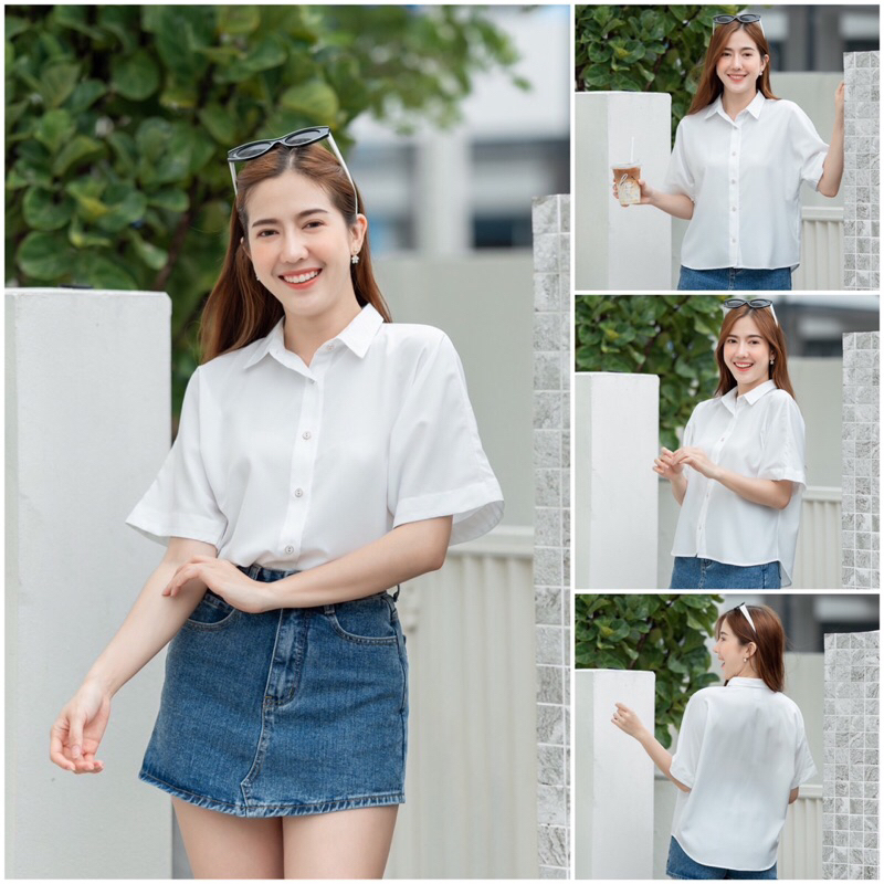 เชิ้ตแขนสั้นเท่ห์ๆ สไตล์มินิมอล คัทติ้งใส่สวย ได้ลุ๊คคูลๆ #L154SHOP_w033