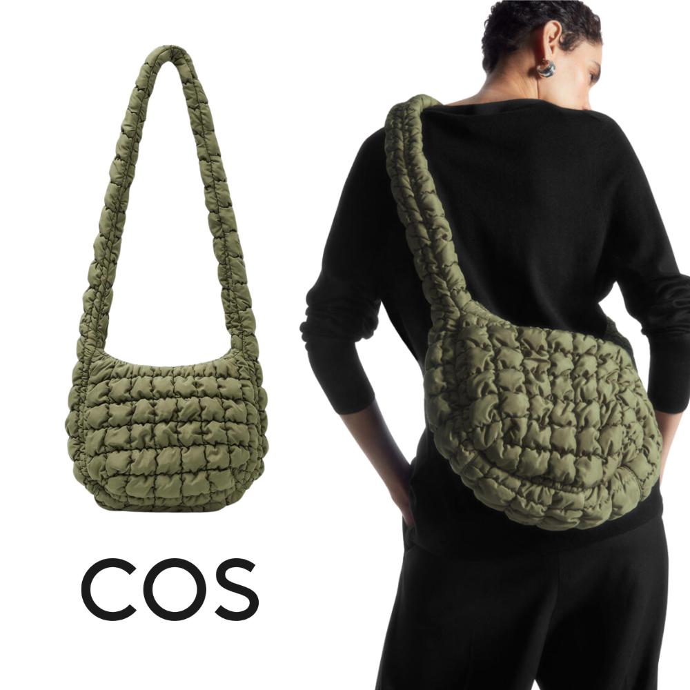 (พร้อมส่ง) กระเป๋า COS - Quilted Messenger Bag - Khaki Green ของแท้