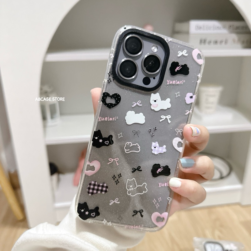 ( มีi15 ) เคส Gliter PuppyBlack ขอบนิ่ม