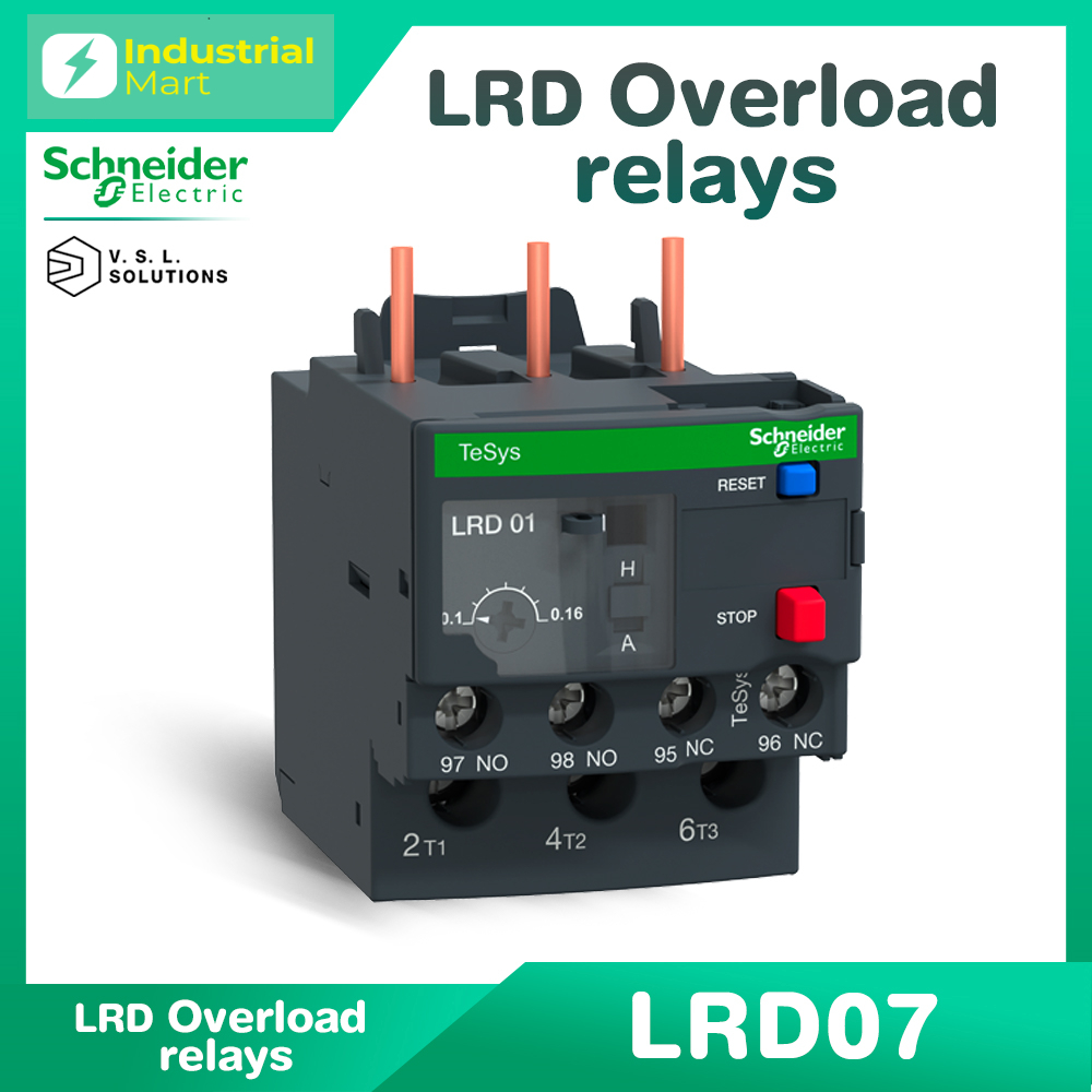 Schneider Electric LRD07 โอเวอร์โหลด รีเลย์ 3P, 1.6-2.5A Thermal Overload Relays