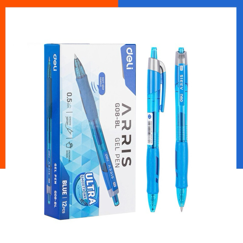 ปากกาเจล Deli G08-BL Gel Pen  หมึกน้ำเงิน 0.5mm (แพ็ค 1 แท่ง) อุปกรณ์การเรียน เครื่องเขียน US.Station