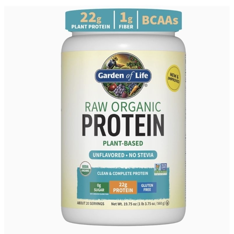 Garden of Life, RAW Organic Protein, Organic Plant Formula, Unflavored, 19.75 oz (560 g) โปรตีนทดแทนมื้ออาหาร