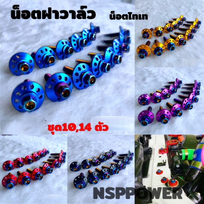 น็อตฝาวาว์ล น็อตห้องเครื่อง​ ชุด 10,14 ตัว (สีตามชุดที่ลงไว้)