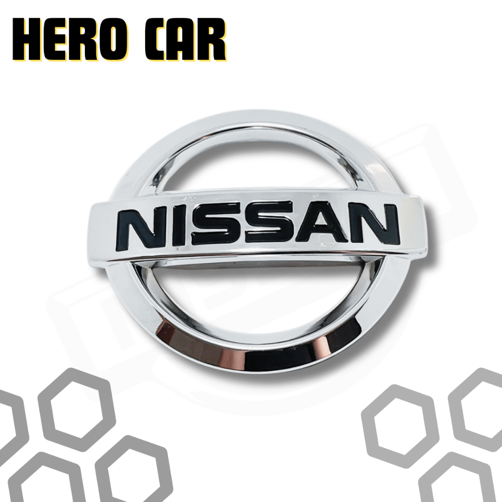 LOGO NISSAN สีเงิน ติดหน้ากระจังรถยนต์และติดท้ายรถยนต์NISSAN แบบแปะกาวมีหลายขนาด