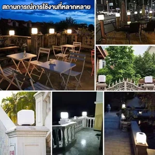 ฟหัวเสาโซล่าเซลล์ โคมไฟหัวเสา โคมไฟสวน กันน้ำและป้องกันฟ้าผ่า การควบคุมแสงอัจฉริยะ สีสามารถปรับได้