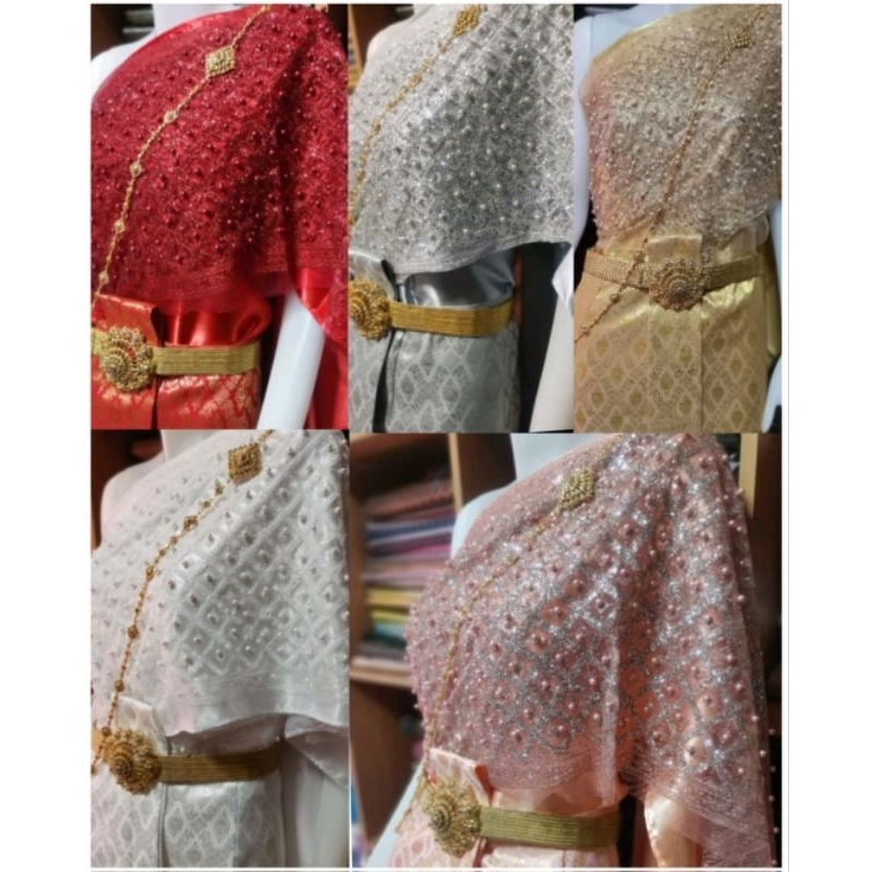 ชุดไทยสไบกากเพชรปักมุข(ราคาไม่รวมเครื่องประดับ)​