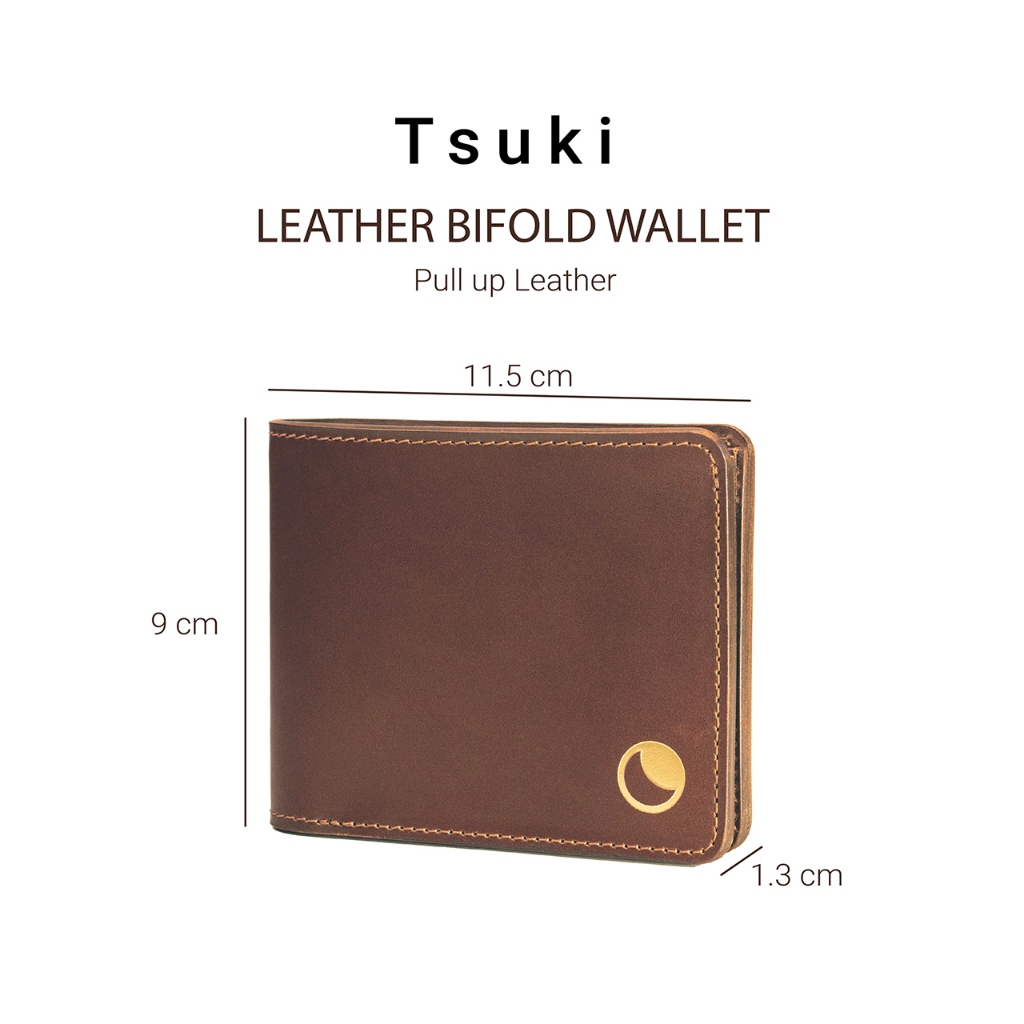 TSUKI Bi-fold Wallet กระเป๋าสตางค์ใบสั้น งานแฮนด์เมด หนังแท้