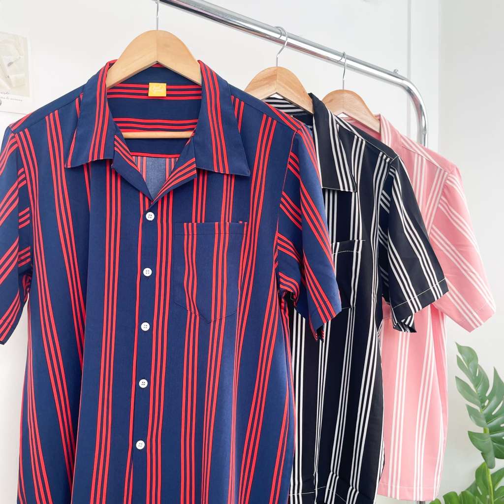 เสื้อเชิ้ตลายทางสไตล์สุดเท่ คูล Summer Beach Vibes HS78 – โปรปัง