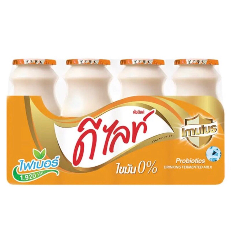 ดัชมิลล์ ดีไลท์ นมเปรี้ยว ขวดส้ม สูตรเคซีไอ ผสมไฟเบอร์อินูลิน แพ็ค 150 ml x 4