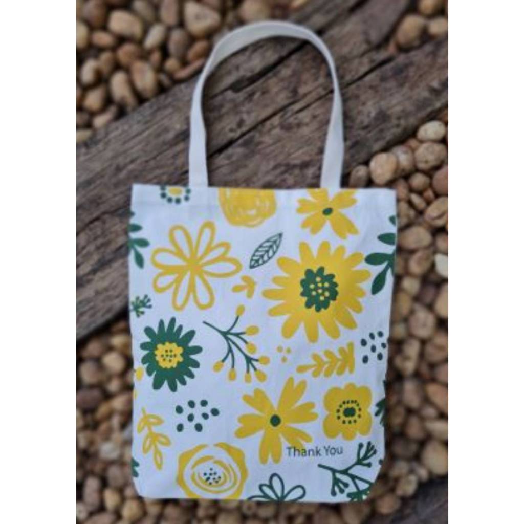 กระเป๋าผ้า ลายดอกไม้ ลดโลกร้อน พร้อมส่ง