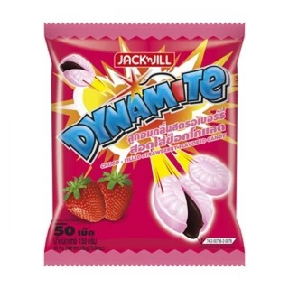 (50เม็ด) Dynamite Chews/Dynamite ไดนาไมท์ ลูกอมรสมิ้นต์สอดไส้ช็อกโกแลต, รสสตรอเบอร์รี่, รสส้ม, รสโคล่า