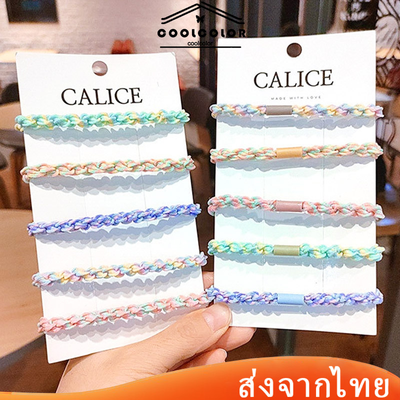 ในไทย ยางรัดผมผมหางม้าความยืดหยุ่นสูงหลากสีสันโดปามีนสําหรับนักเรียนหญิง.COD