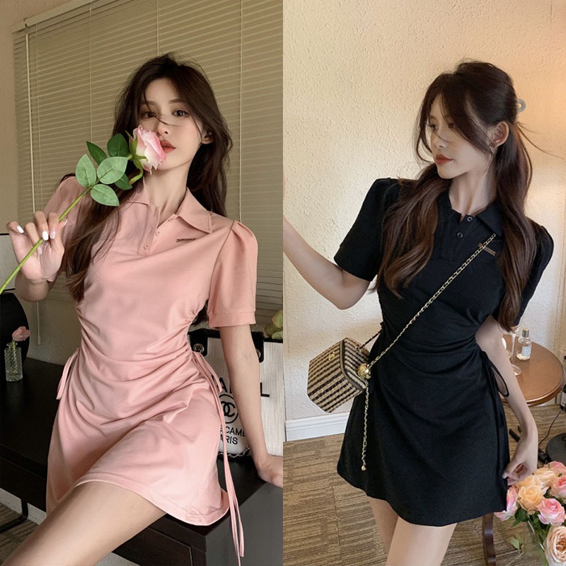 ผู้หญิงแขนสั้นแต่งตัวเอวบาง 2 สีให้เลือก